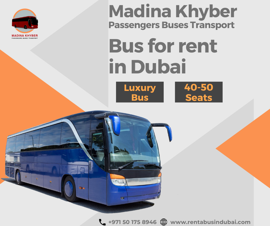 Luxury bus for rent in Dubai with 40-50 seats by Madina Khyber Passenger Buses Transport