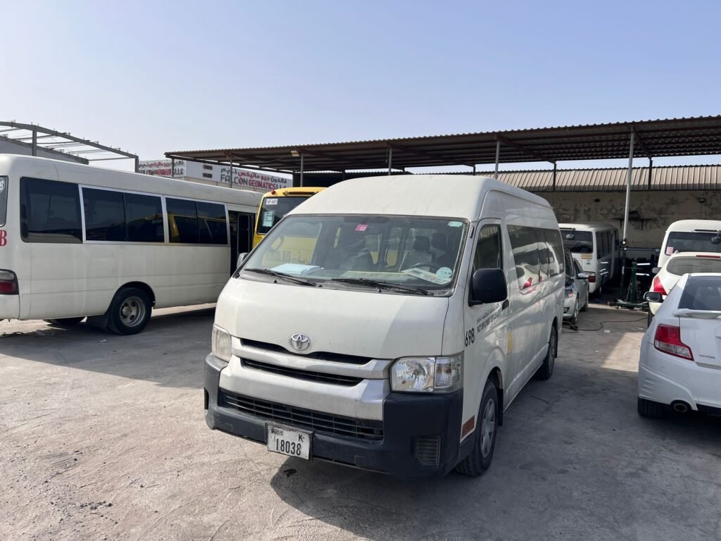 14-seater bus rental in Dubai, ideal for small group transportation and corporate travel needs.