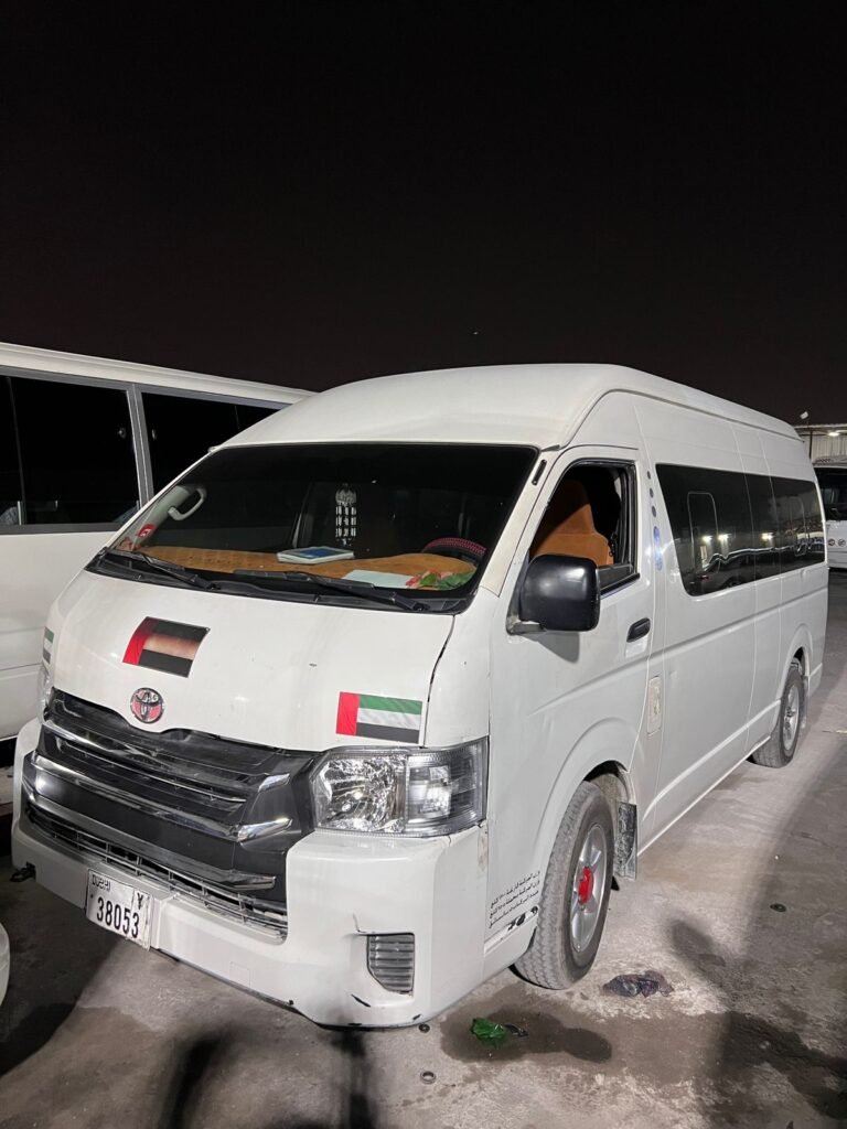 16-seater van rental in Dubai, ideal for group travel, corporate transport, and tours.