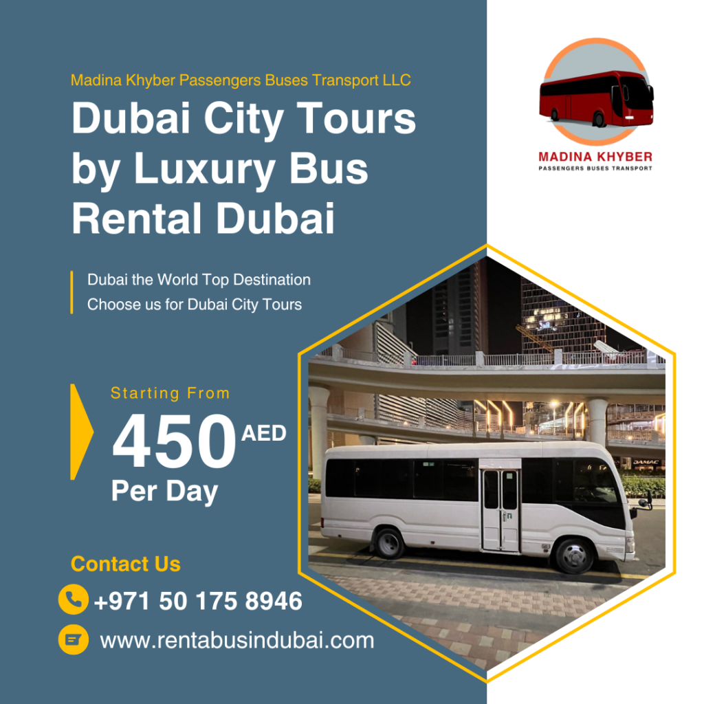 A Toyota Coaster bus available for rent in Dubai with a professional driver, ideal for safe and efficient group transportation.